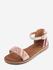 Mehrfarbig/Regenbogen - Ledersandalen mit Perlenverzierung - Bild 1 von 6