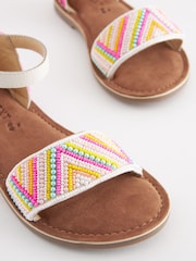 Mehrfarbig/Regenbogen - Ledersandalen mit Perlenverzierung - Bild 4 von 6