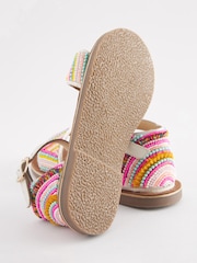 Mehrfarbig/Regenbogen - Ledersandalen mit Perlenverzierung - Bild 6 von 6