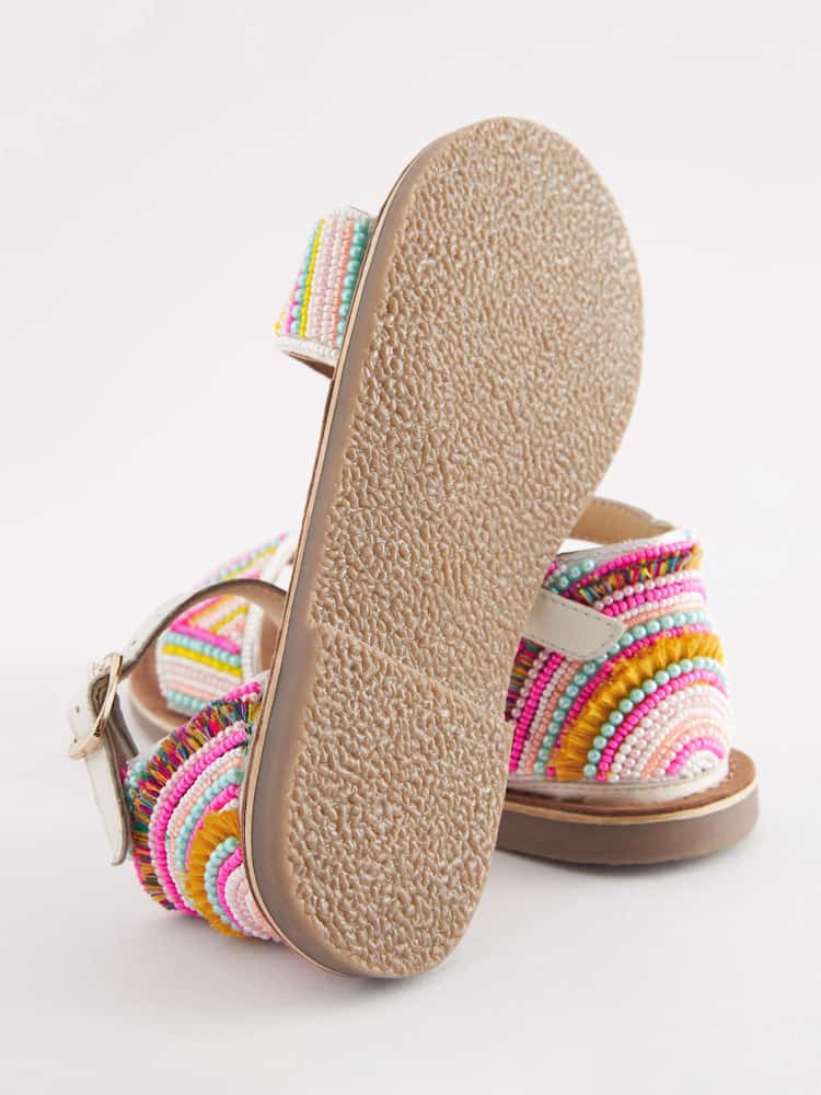 Multicolour Rainbow Leather Embellished Beaded Sandals - Image 6 of 6 Multicolour Rainbow Leather Embellished Beaded Sandals - Image 6 of 6