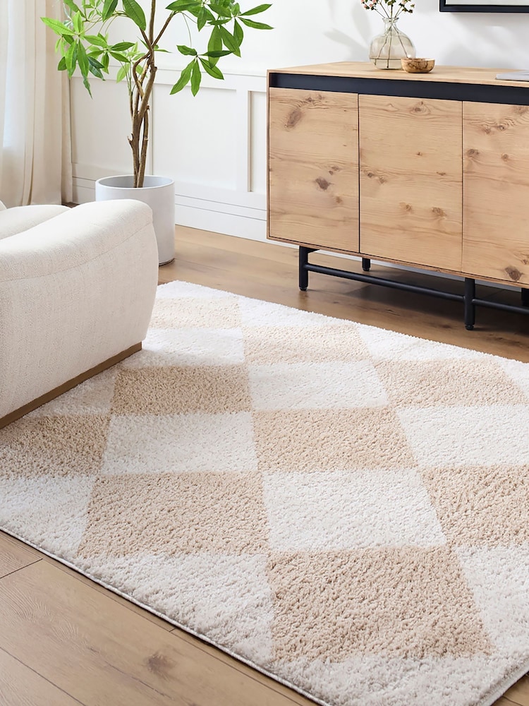 LIVABLISS Beige Fossay Washable Shaggy Diamond Rug - Image 1 of 6
