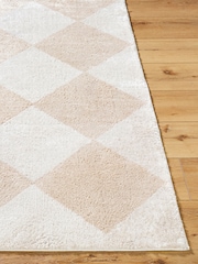 LIVABLISS Beige Fossay Washable Shaggy Diamond Rug - Image 4 of 6
