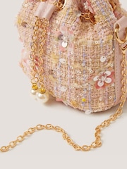 Monsoon Pink Sequin Tweed Bucket Bag - Image 2 of 2