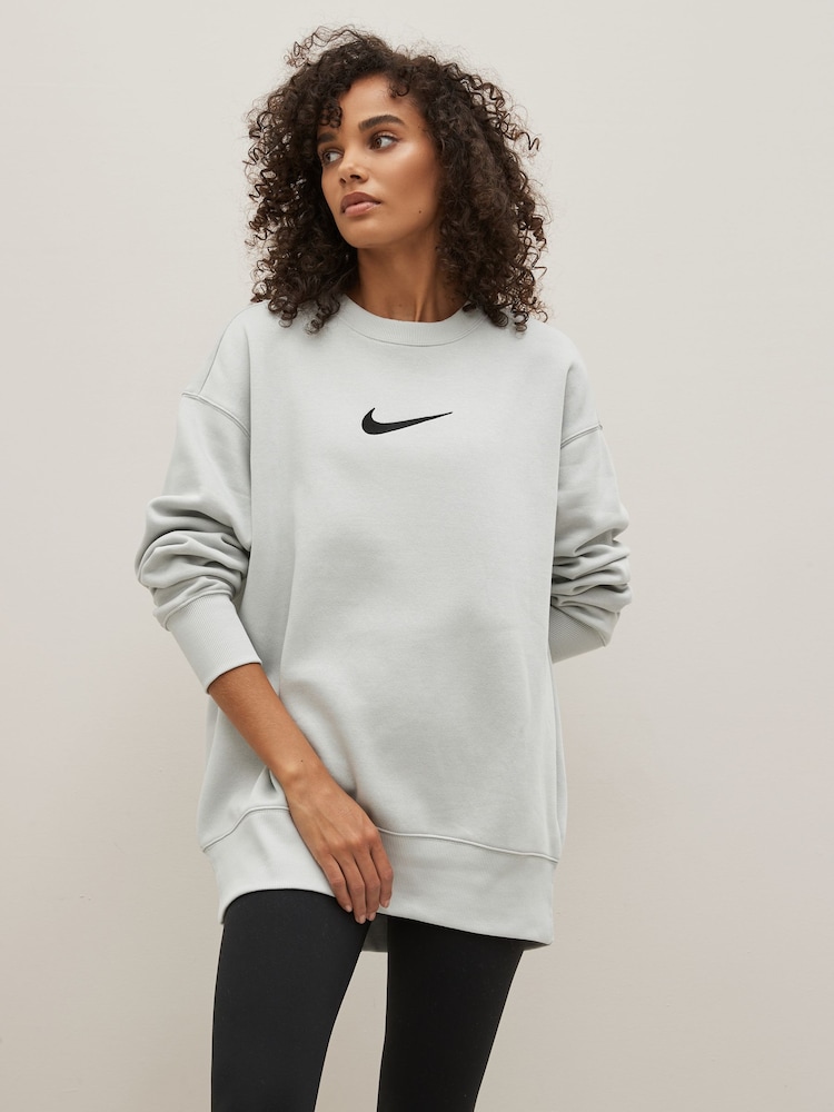 Nike Light Stone Oversized Midi Swoosh Crew Sweatshirt - Image 1 of 1