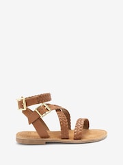 Tan Brown Leather Gladiator Sandals - Image 1 of 5