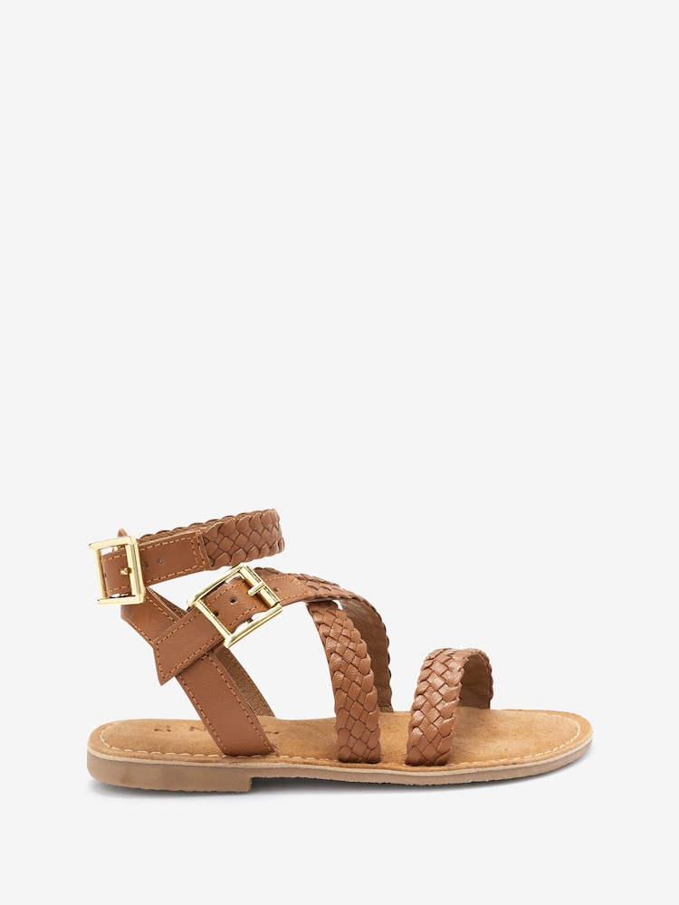Tan Brown Leather Gladiator Sandals - Image 1 of 5