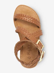 Tan Brown Leather Gladiator Sandals - Image 3 of 5