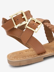 Tan Brown Leather Gladiator Sandals - Image 4 of 5