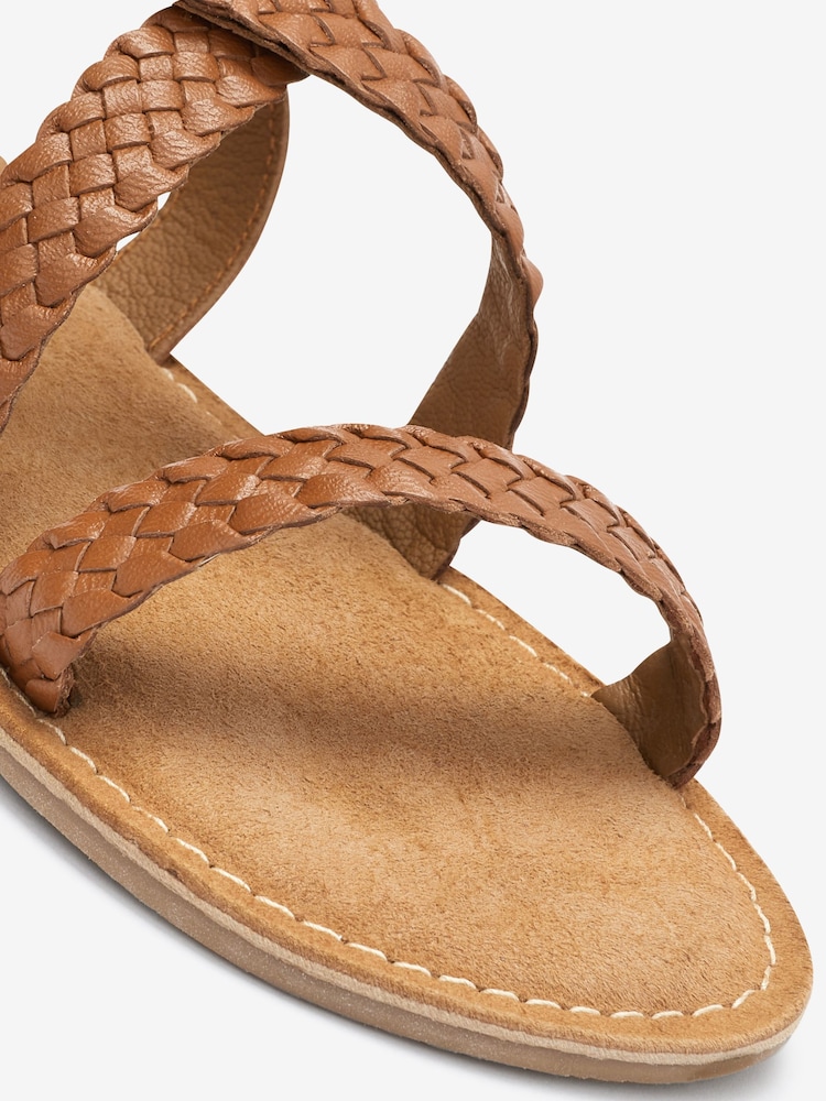 Tan Brown Leather Gladiator Sandals - Image 5 of 5