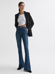 Reiss Ink Perry Contour High Rise Flared Jeans - Image 6 of 9