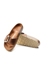 Birkenstock Brown Madrid Oiled Leather Big Buckle Sandals - Image 4 of 5