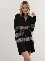 Religion Grey Tie Dye Bliss Jersey Tunic with Zip Funnel Neck - Image 1 of 7
