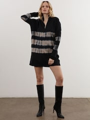 Religion Grey Tie Dye Bliss Jersey Tunic with Zip Funnel Neck - Image 4 of 7