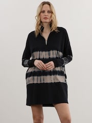 Religion Grey Tie Dye Bliss Jersey Tunic with Zip Funnel Neck - Image 5 of 7