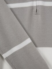 Reiss Soft Grey/White Tokyo 9-14 yrs Slim Fit Half-Zip Long Sleeve Polo Shirt - Image 5 of 5
