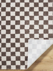 LIVABLISS Brown Fossay Washable Shaggy Checkered Rug - Image 3 of 6