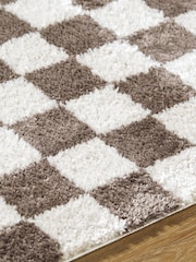 LIVABLISS Brown Fossay Washable Shaggy Checkered Rug - Image 4 of 6