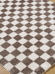 LIVABLISS Brown Fossay Washable Shaggy Checkered Rug - Image 5 of 6