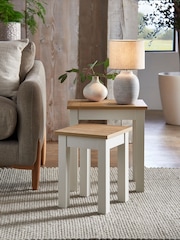Cream Malvern Oak Effect Nest of Tables - Image 1 of 7