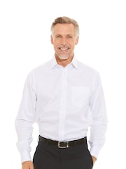 Savile Row Company Herringbone Non Iron Double Cuff 100% Cotton White Shirt - Image 1 of 5