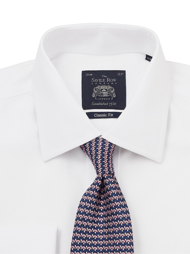 Біла сорочка з подвійними манжетами Savile Row Company у ялинку без заліза 100% бавовна - Image 4 of 5