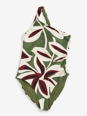 Green Floral One Shoulder Cutout Swimsuit - Image 4 of 4