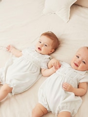 Cream Cream Christening Premium Silk Baby Playsuit (0mths-2yrs) - Image 1 of 7
