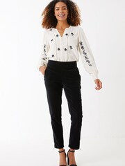 FatFace Isobelle Velvet Black Trousers - Image 3 of 5