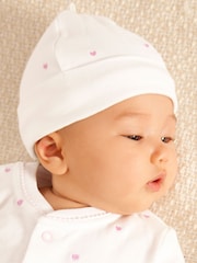 JoJo Maman Bébé Pink Heart Embroidered Cotton Baby Hat - Image 1 of 4