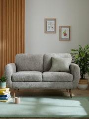 Chunky Chenille Light Grey Oak Effect Leg Wilson Compact 2 Seater Sofa in a Box - Image 1 of 8