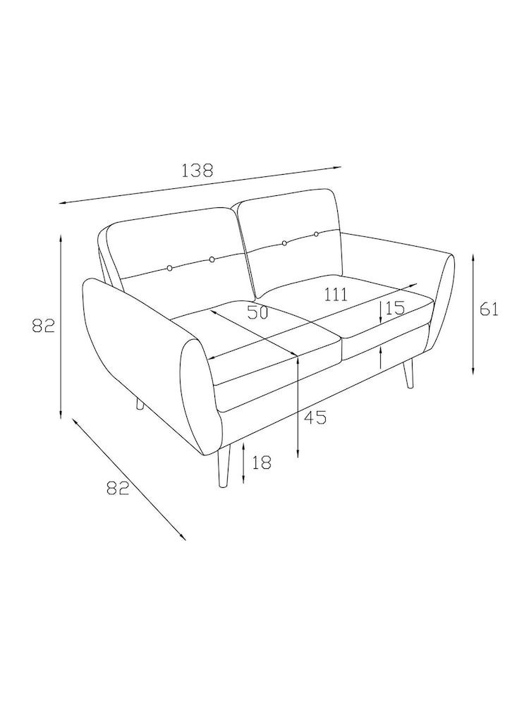 Chunky Chenille Light Grey Oak Effect Leg Wilson Compact 2 Seater Sofa in a Box - Image 8 of 8