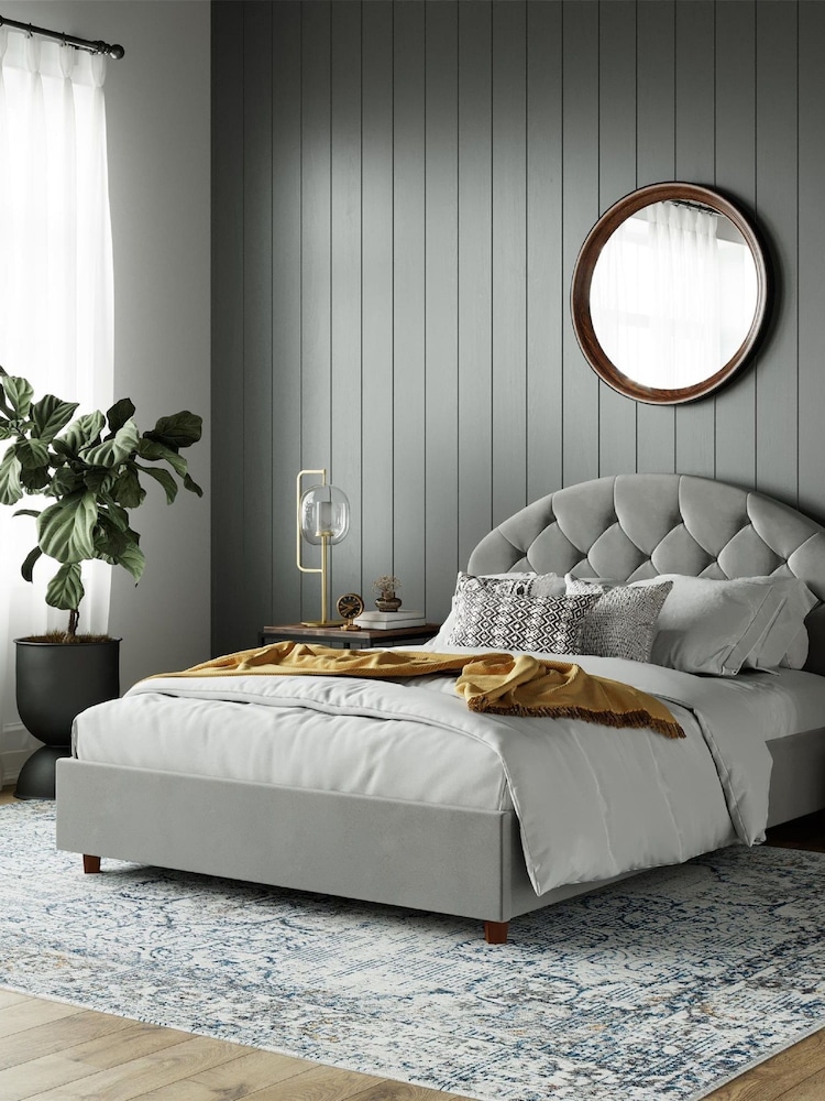 Dorel Home Grey Europe Aspen Velvet Upholstered Bed - Image 1 of 3