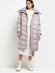 River Island Grey Panelled Puffer Jacket - Image 1 of 5
