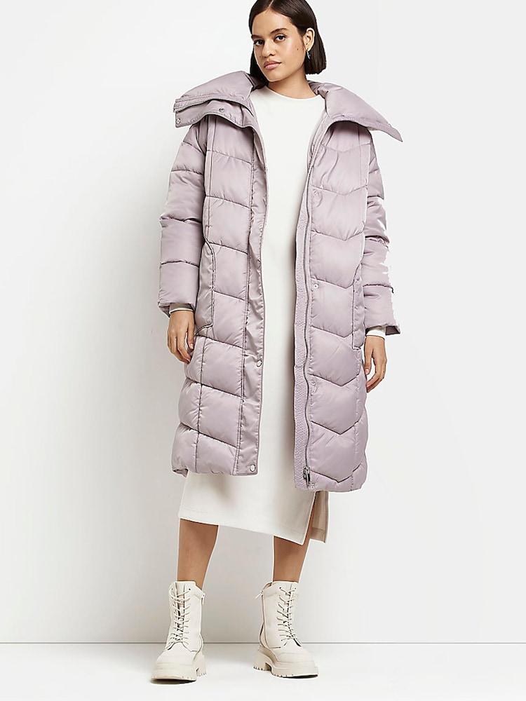 River Island Grey Panelled Puffer Jacket - Image 1 of 5 River Island Grey Panelled Puffer Jacket - Image 1 of 5