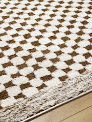 LIVABLISS Brown Freud Modern High Pile Checkered Rug - Image 4 of 8