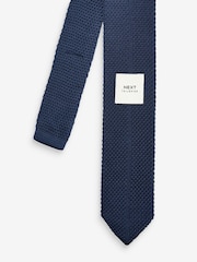 Navy Blue Slim Knitted Tie - Image 3 of 3