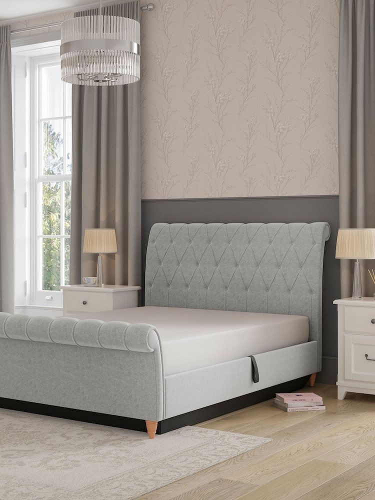 Laura Ashley Baron Chenille Silver Gloucester Upholstered Ottoman Storage Bed Bed - Image 2 of 7