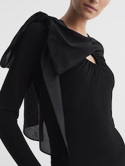 Reiss Black Savannah Bodycon Bow Maxi Dress - Image 4 of 6