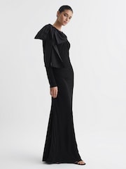 Reiss Black Savannah Bodycon Bow Maxi Dress - Image 5 of 6