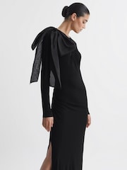 Reiss Black Savannah Bodycon Bow Maxi Dress - Image 6 of 6