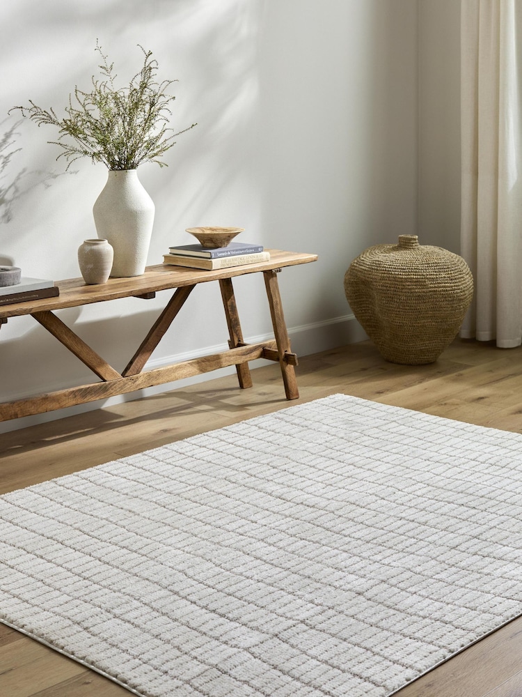 LIVABLISS White Cascade Textured Modern High Pile Rug - Image 1 of 6