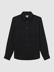 Reiss Black Cocktail Jacquard Button-Through Shirt - Image 2 of 6