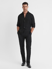 Reiss Black Cocktail Jacquard Button-Through Shirt - Image 4 of 6