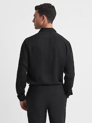 Reiss Black Cocktail Jacquard Button-Through Shirt - Image 5 of 6