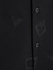 Reiss Black Cocktail Jacquard Button-Through Shirt - Image 6 of 6