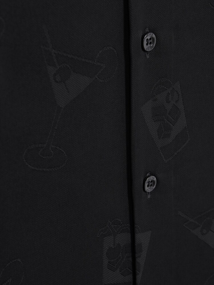 Reiss Black Cocktail Jacquard Button-Through Shirt - Image 6 of 6