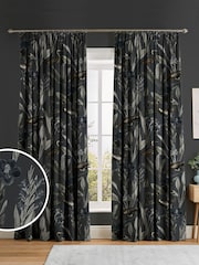 Graham & Brown Midnight Black Glasshouse Made to Measure 100% Cotton Curtains - Image 1 of 8