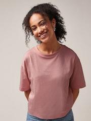 Rose Pink Boxy Relaxed Fit T-Shirt - Image 1 of 5
