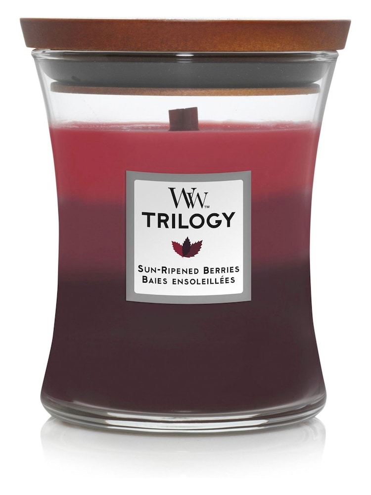 Woodwick Red Medium Trilogy Sun Ripened Berries Candle - Image 2 of 2