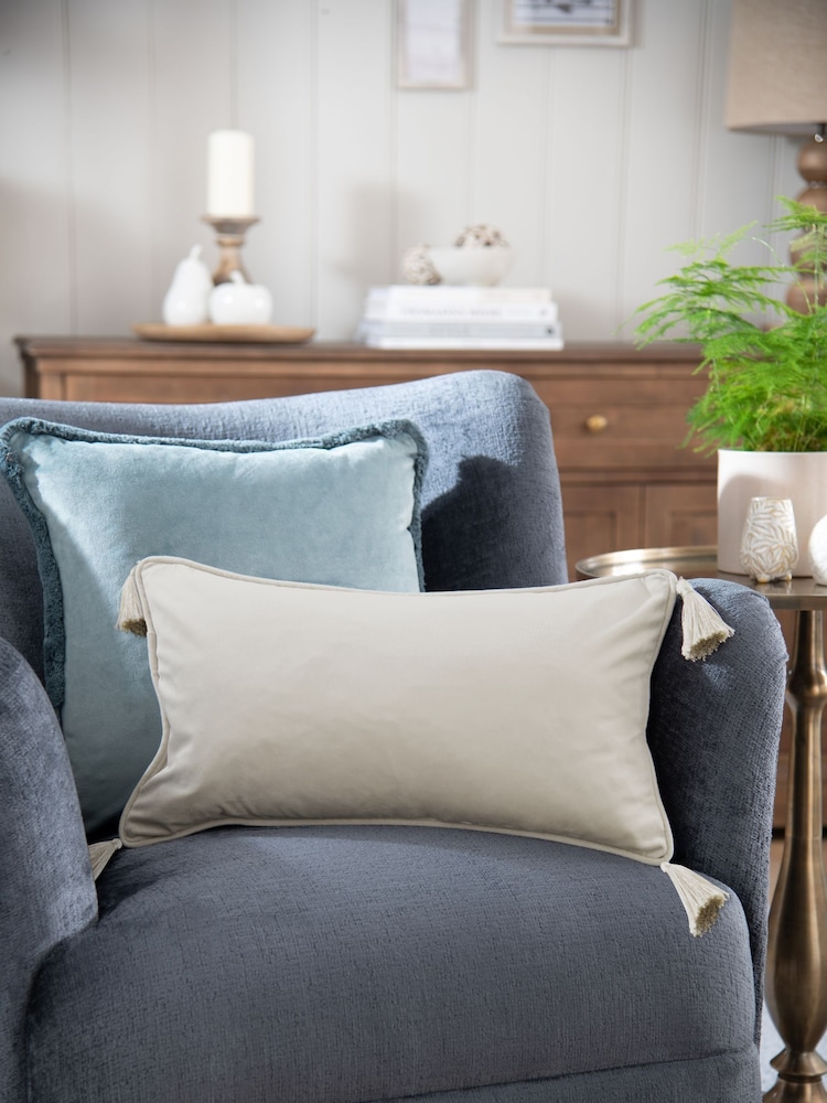 Natural 50 x 30cm Matte Velvet Cushion - Image 2 of 6